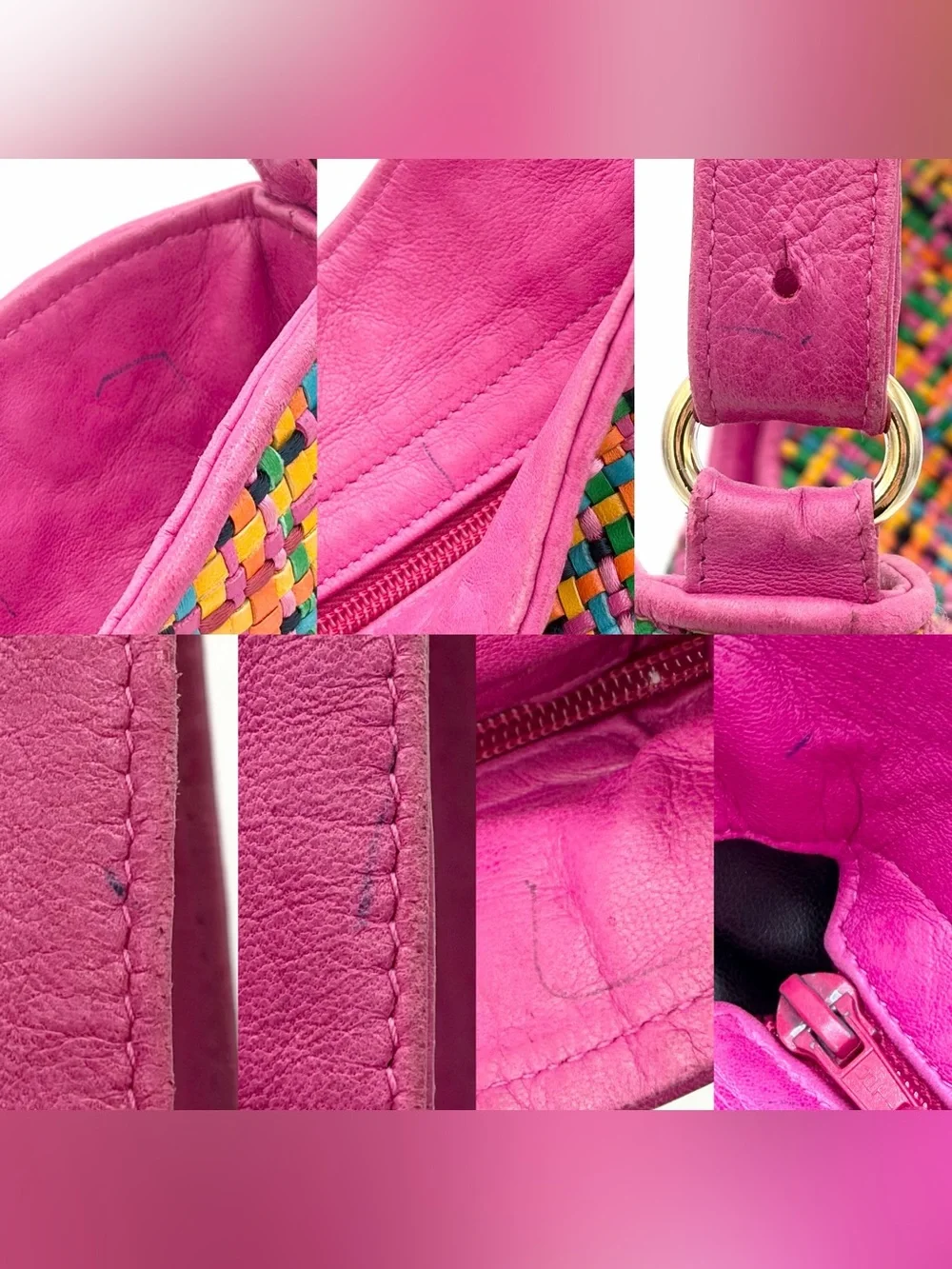 Vintage Valentino Garavani Multicolor Woven Leather Hobo Crossbody Bag